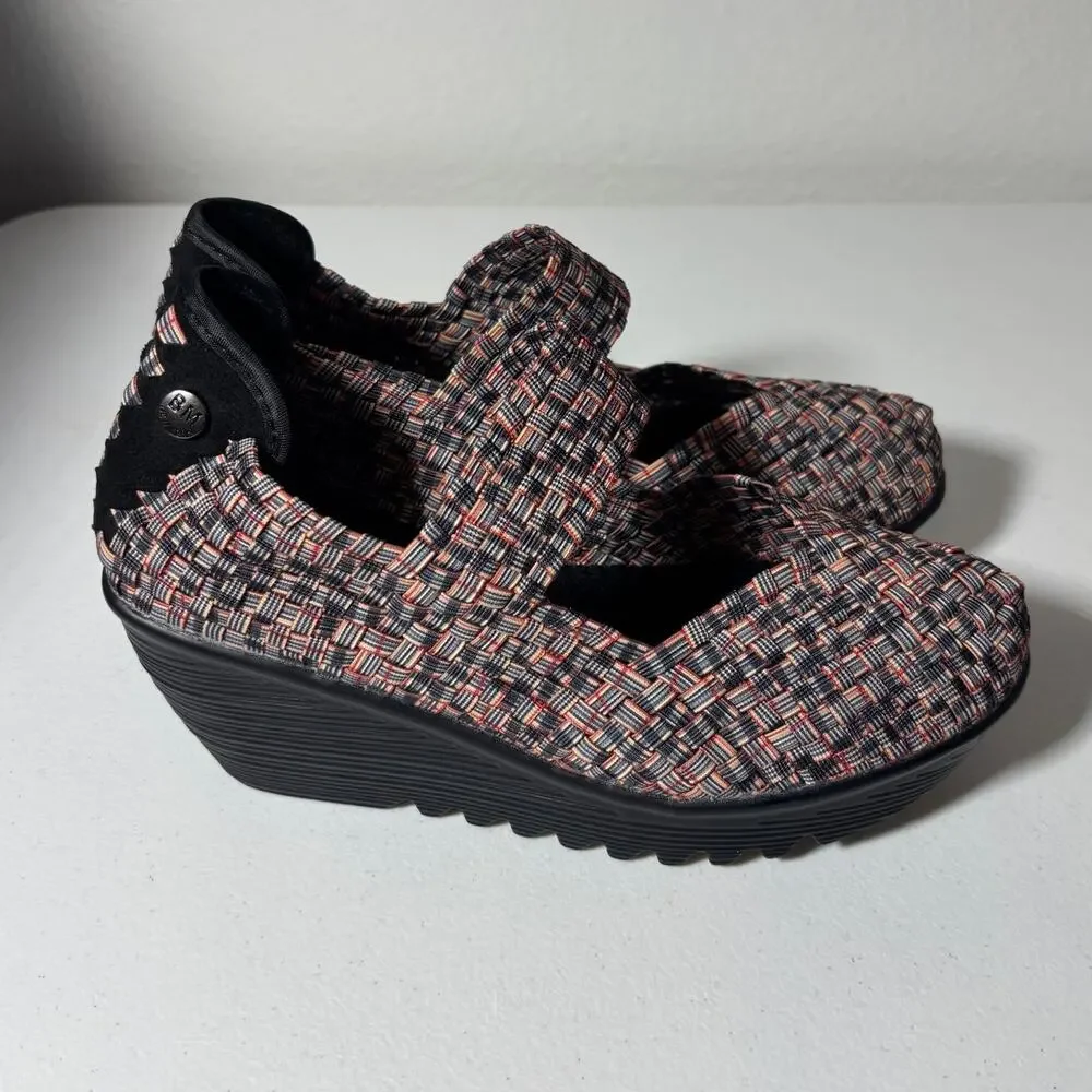 Bernie Mev NWOT Size 6 (EU 37) Lulia Mary Jane Wedge Heels Woven Multicolor